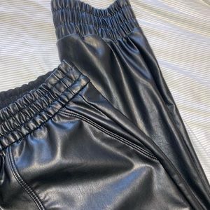 Express Black Leather Joggers